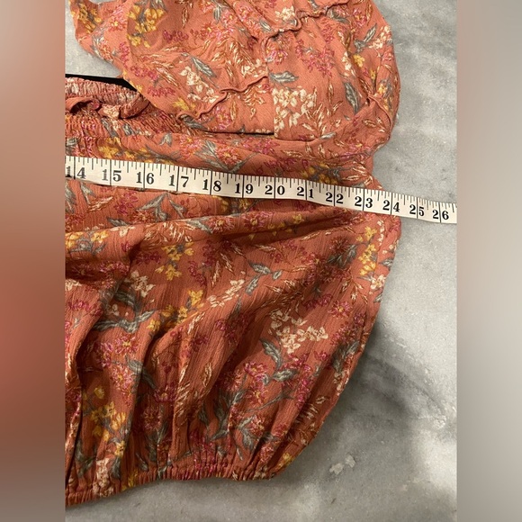 NWT Wonderly Size XL Mauve Floral Off The Shoulder Batwing Sleeve Peasant Top - Picture 10 of 11